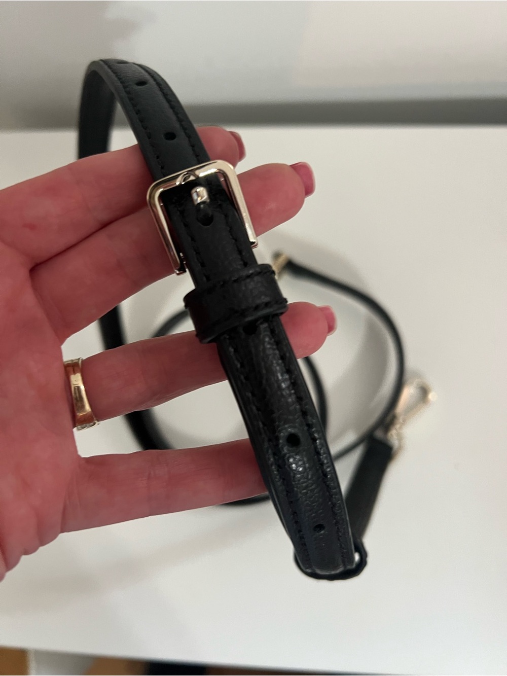 Like New Kate Spade Black Leather Crossbody Shoulder Strap with Gold Hardware - Picture 3 of 6